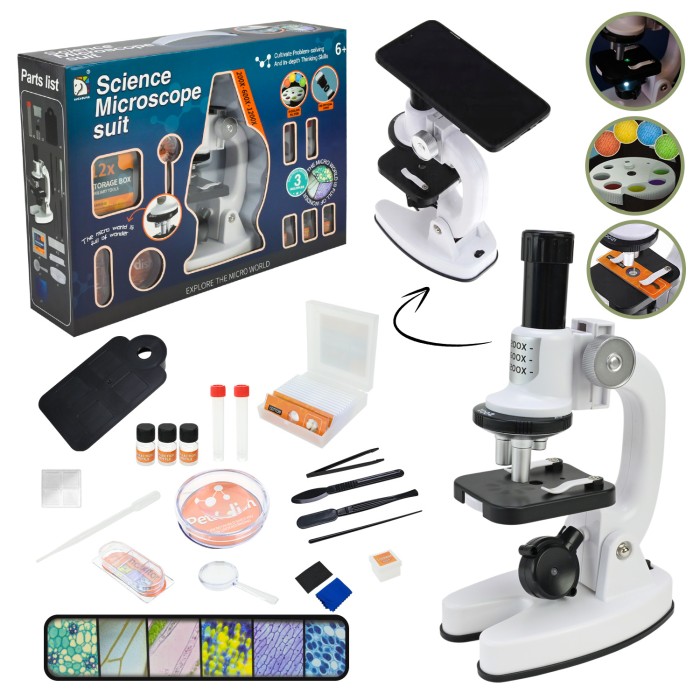 Мікроскоп та 22 аксесуари, на батарейці, у коробці 42х9,6х29 см
