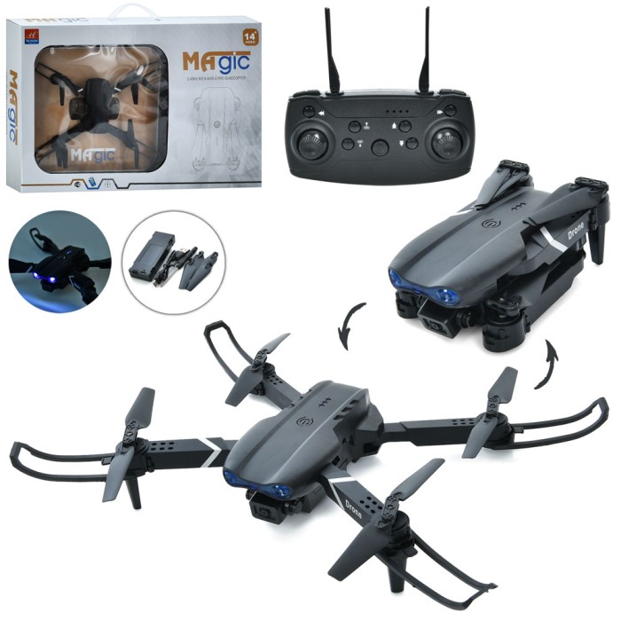 Квадрокоптер 33 см р/к 2.4G на акумуляторі зі світлом, камерою, Wi-Fi, 6 каналами та запасними лопастями, у коробці 54,5х36х9 см.