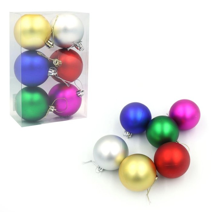 Набір ялинкових прикрас «Різнобарвні» з 6 куль по 6 см