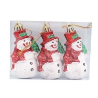 Набір ялинкових прикрас «Сніговик» з 3 елементів по 9 см