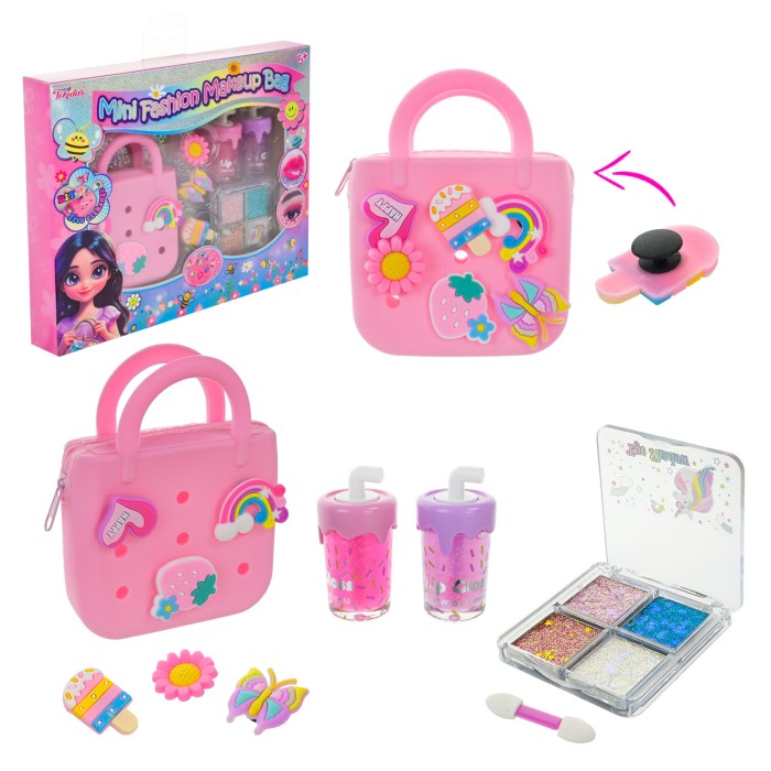 Дитяча косметика в сумочці: піни, блиск для губ, тіні та аксесуари, у коробці 24,5х3х19,5 см