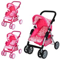 Коляска для ляльки 52,5x41x62,5 см металева прогулянкова з кошиком на 6 колесах, у коробці 52,5х33х113 см