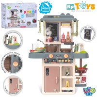 Диияча кухня 63х22х45,5 см на 42 предмети зі світлом,звком, паром та водою: посуд, продукти, на батарейці, у коробці 46х33х14 см.