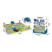 Килимок ігровий 70х80 см з 2 машинками по 10,5 см та дорожніми знаками, в коробці 40х27,5х7 см