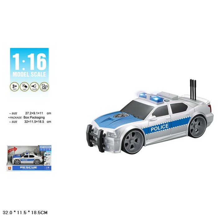 Машина «Поліція» 27,2 см зі світлом та звуком, на батарейці, у коробці 32х11,5х18,5 см