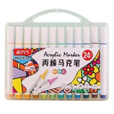 Набір акрилових маркерів «Aodemei» на 24 кольори з трикутним корпусом у пластиковій коробці