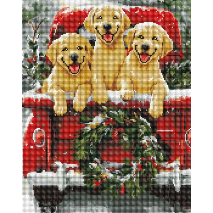 Набір з алмазною мозаїкою «Собача подорож» 40х50 см, ТМ Ідейка