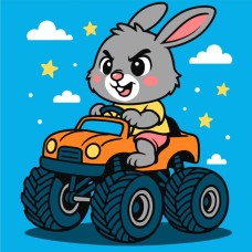Картина за номерами «Заєць на машині» 25х25 см, ТМ Ідейка