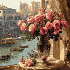 Картина за номерами «Троянди у Венеції» 40х40 см, ТМ Ідейка