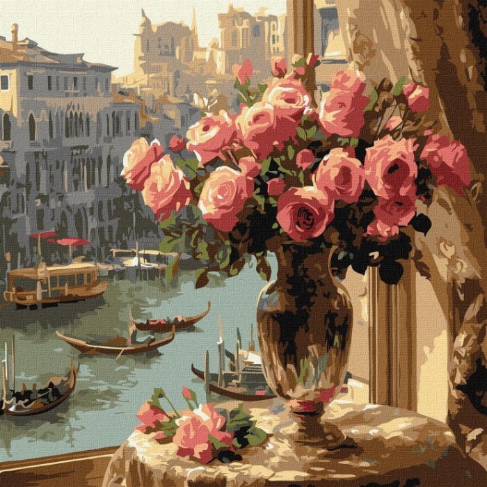 Картина за номерами «Троянди у Венеції» 40х40 см, ТМ Ідейка