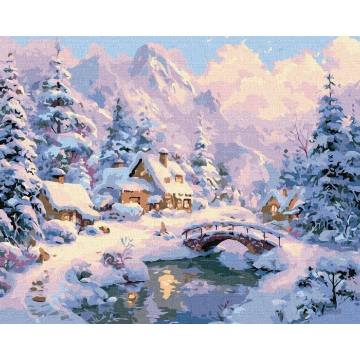 Картина за номерами «Зимовий затишок серед гір» 40х50 см, ТМ Ідейка