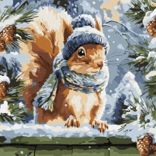 Картина за номерами «Зимова білочка» 40х40 см, ТМ Ідейка