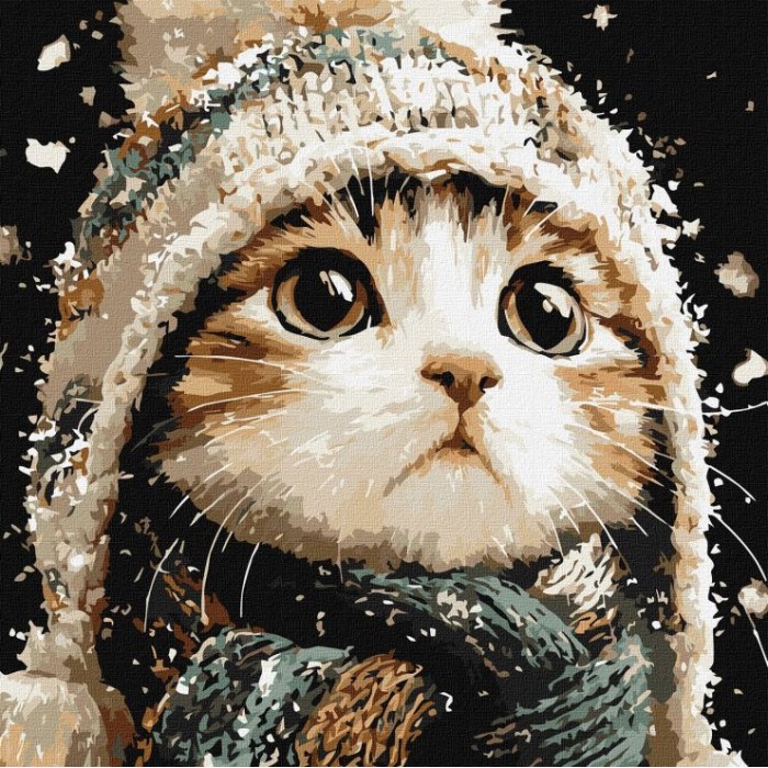 Картина за номерами «Сніговий котик» 40х40 см, ТМ Ідейка