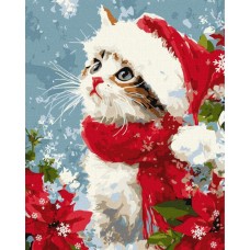 Картина за номерами «Кіт у снігу» 40х50 см, ТМ Ідейка