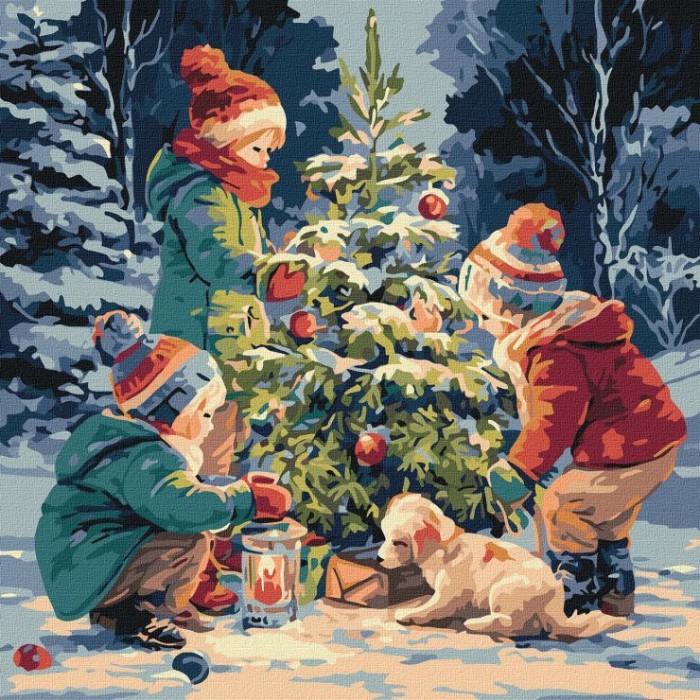 Картина за номерами «Ялинка дружби» 40х40 см, ТМ Ідейка