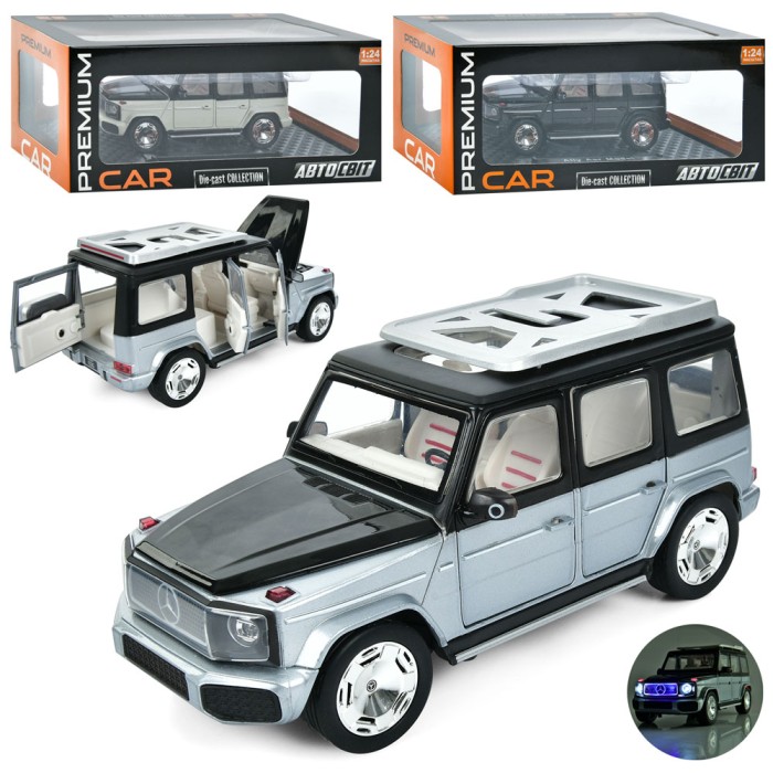 Джип 19 см 1:24 металевий інерційний зі звуком і світлом, дверима що відчиняються та гумовими колесами, на батарейці, в асортименті, у коробці 29х12,5х16,5 см, АвтоСвіт(