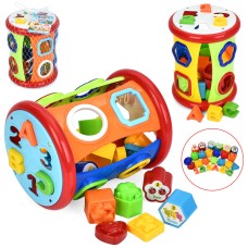 Сортер 22 см з літерами, цифрами, фігурками, у сітці 16х22х16 см