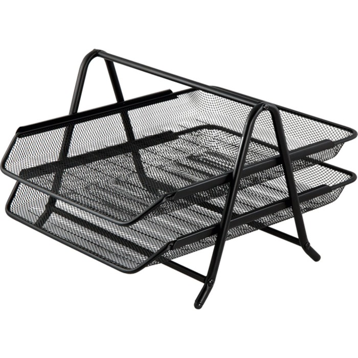 Лоток «Сітка» горизонтальний металевий на 2 відділення чорний