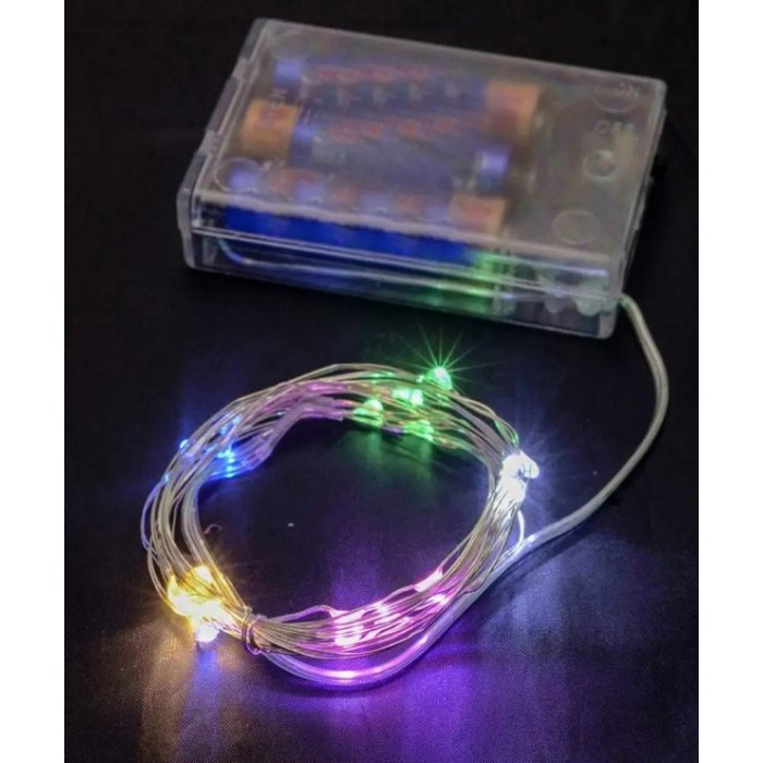 Гірлянда «Роса» 5 м на 50 LED-лампочок з USB та батарейками, кольорова