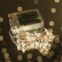 Гірлянда «Роса» 5 м на 50 LED-лампочок з USB та батарейками, біле тепле світло