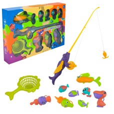 Рибалка магнітна: вудка, 8 рибок та сачок, у коробці 41х6х27 см