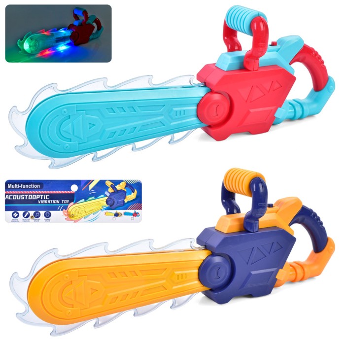 Бензопила 42,5 см зі звуком, світлом та рухомими деталями, на батарейці, в асортименті, у пакеті 22х51,5х8 см