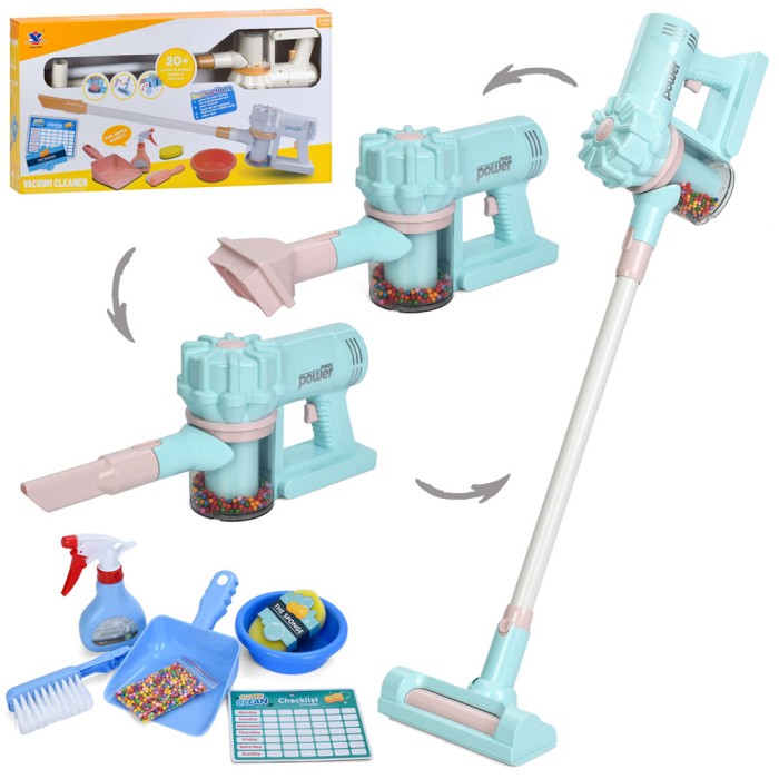 Набір для прибирання: пилосос 75 см, пінопластові кульки, щітка, совок, миска, в асортименті, у коробці 69,5х36,5х11 см.