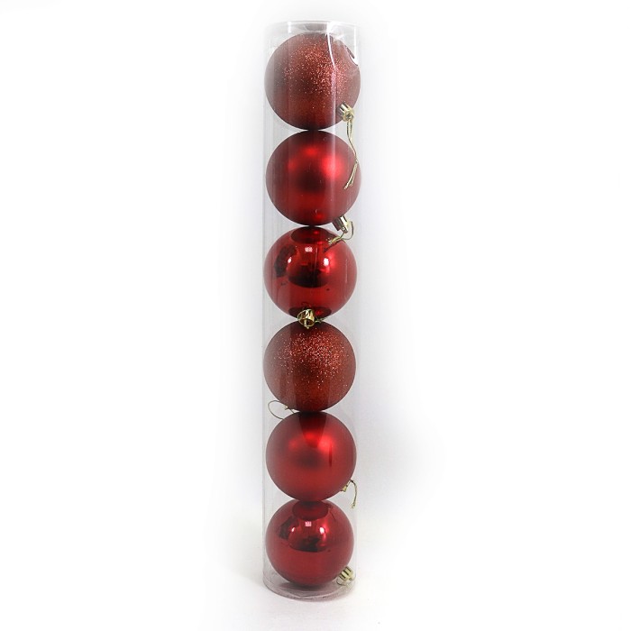 Набір ялинкових прикрас «Червоний» з 6 куль по 6 см