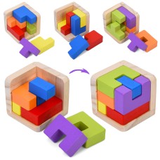 Куб-пазл «3D тетріс» дерев`яний, в асортименті, у пакеті 4,5х4,5х4,5 см