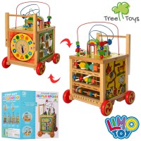 Центр розвиваючий дерев'яний: лабіринт, цифри, годинник, рахівниця, у коробці 28х29х33 см