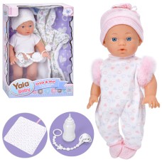 Пупс 35 см п'є-писає з ковдрою, пляшечкою та соскою, в асортименті, у коробці 26,5х36х11 см