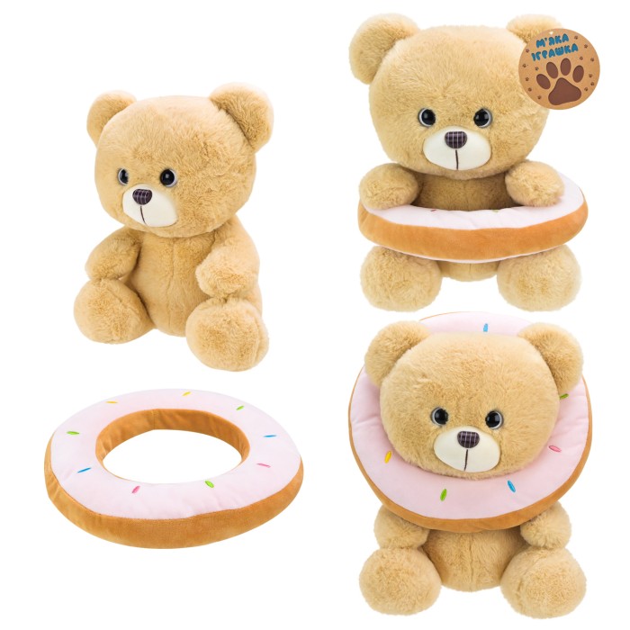 М'яка іграшка «Ведмедик з пончиком» 30 см