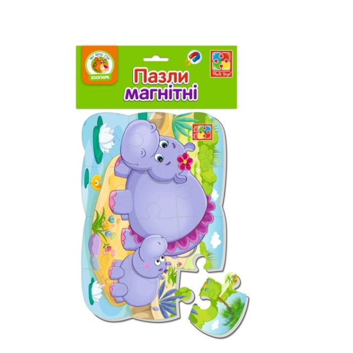 Пазли магнітні «Малюк зможе. Бегемотики» на 12 елементів, ТМ Vladi Toys