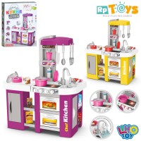 Набір «Кухня» 61х33х72,5 см зі звуком та світлом на 32 елементи:, плита, духовка, мийка з виливанням води, посуд, продукти, на батарейці, в асортименті, у коробці 57,5х73х12 см