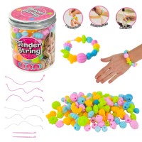 Набір для створення браслетів: силіконові намистини, гумки, гачок, у баночці 8х8х10 см