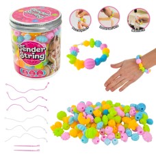Набір для створення браслетів: силіконові намистини, гумки, гачок, у баночці 8х8х10 см