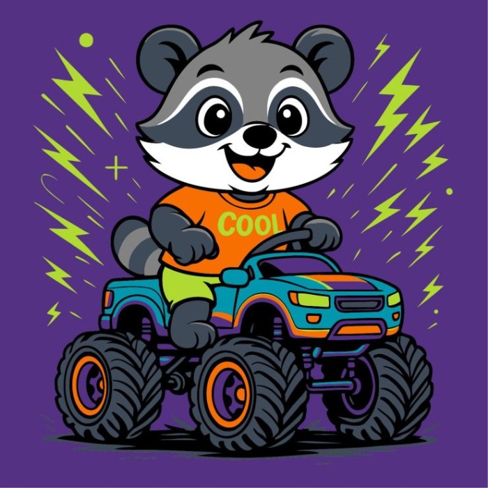 Картина за номерами «Єнот на машині» 25х25 см, ТМ Ідейка