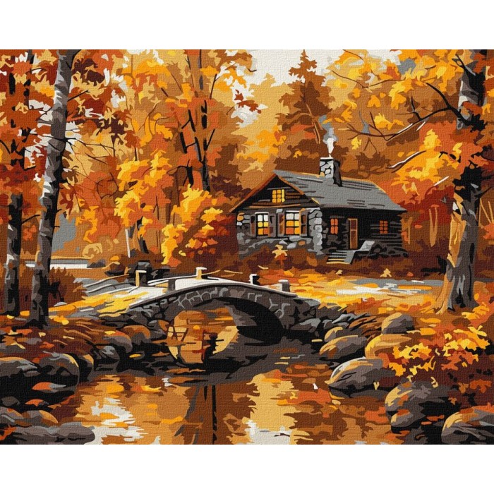 Картина за номерами «Село над річкою» 40х50 см, ТМ Ідейка