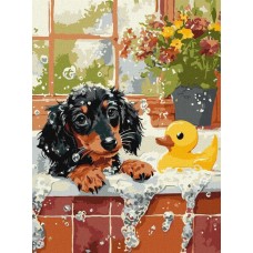 Картина за номерами «Купання з качечкою» 30х40 см, ТМ Ідейка