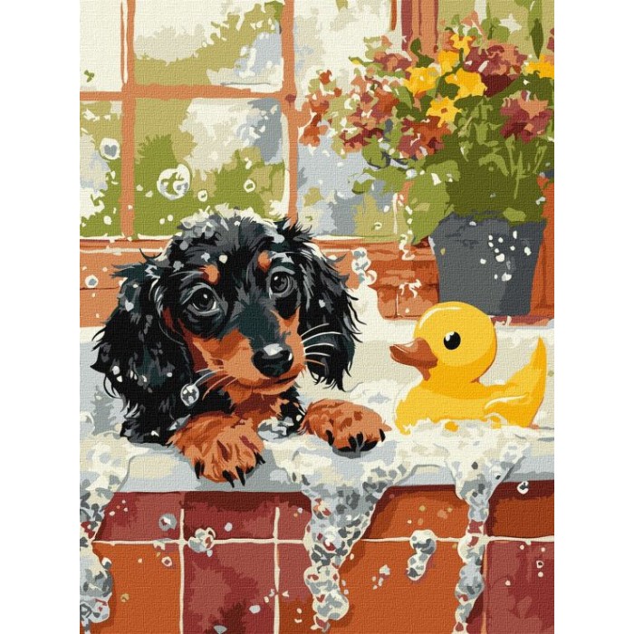 Картина за номерами «Купання з качечкою» 30х40 см, ТМ Ідейка