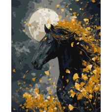 Картина за номерами «Кінь і вітер» 40х50 см з арбами металік, ТМ Ідейка