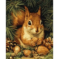 Картина за номерами «Білочка та горішки» 40х50 см, ТМ Ідейка