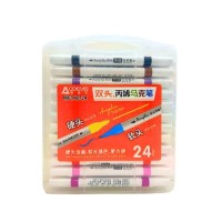 Набір скетч-маркерів «Aodemei» на 24 кольори зі кругл/скошеним наконечником у пластиковій коробці