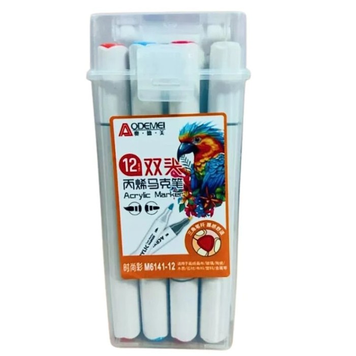 Набір акрилових скетч маркерів «Aodemei» на 12 кольорів у пластиковому контейнері, ТМ J.Otten