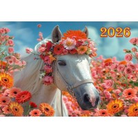 Календар квартальний «Кінь у квітах» 31х42 см 3 в 1 на 1 пружину