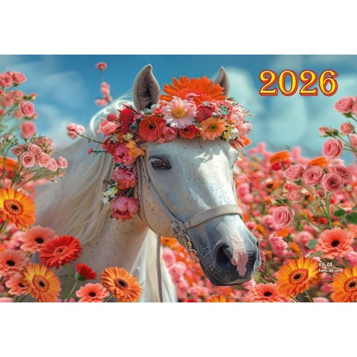 Календар квартальний «Кінь у квітах» 31х42 см 3 в 1 на 1 пружину