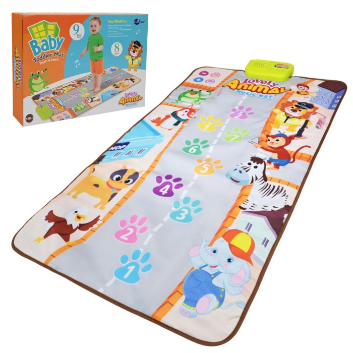 Килимок музичний 60х100 см зі звуками тварин, на батарейці, у коробці 34,7х7х24 см