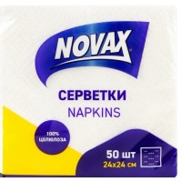 Серветки столові 50 шт 24х24 см білі, ТМ NOVAX