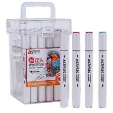 Набір акрилових скетчмаркерів «Aodemei» на 36 кольорів двосторонніх з трикутним корпусом у пластиковій упаковці.