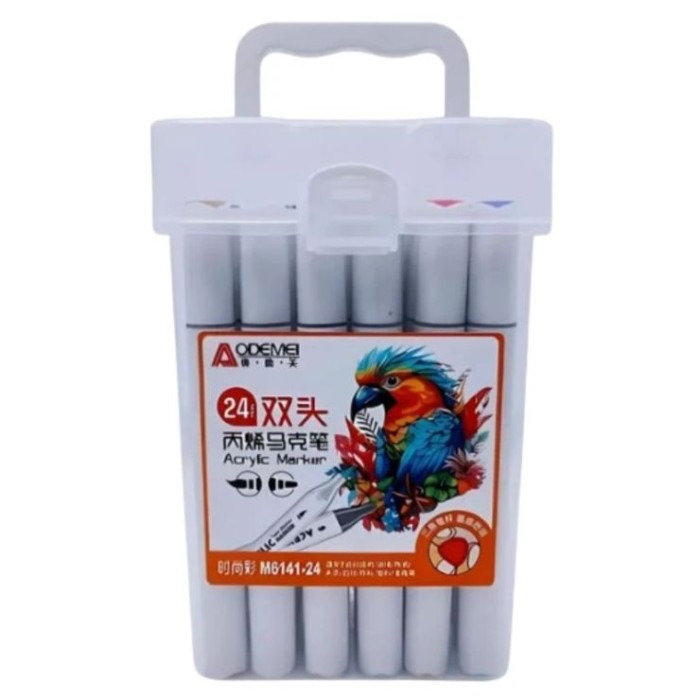 Набір скетчмаркерів «Aodemei» двосторонніх на 24 кольори з трикутним корпусом у пластиковому контейнері, ТМ J.Otten